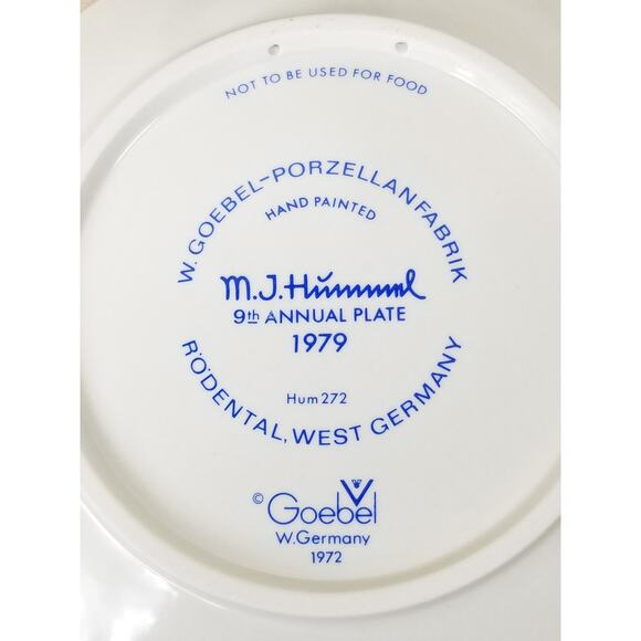 Hummel 9th Annual Plate 1979 Goebel Hand Painted Hum 272 West Germany Vintage - Picture 12 of 13